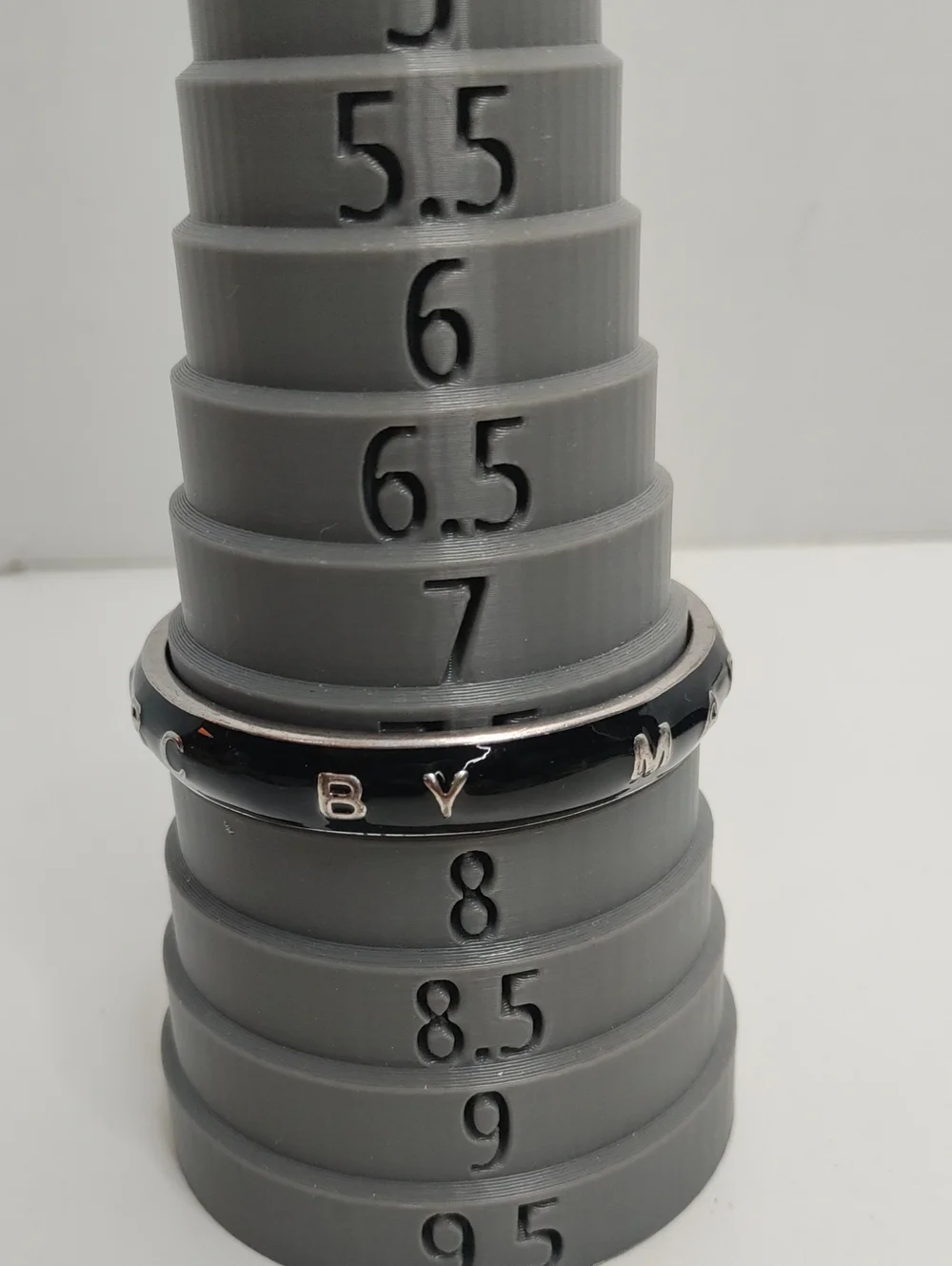 Marc Jacobs Black Enamel Bangle with Silver Letters Sz7.5